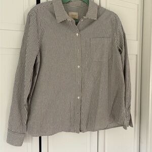Sezane Navy and White Striped Button Down Shirt